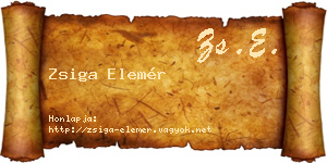 Zsiga Elemér névjegykártya
